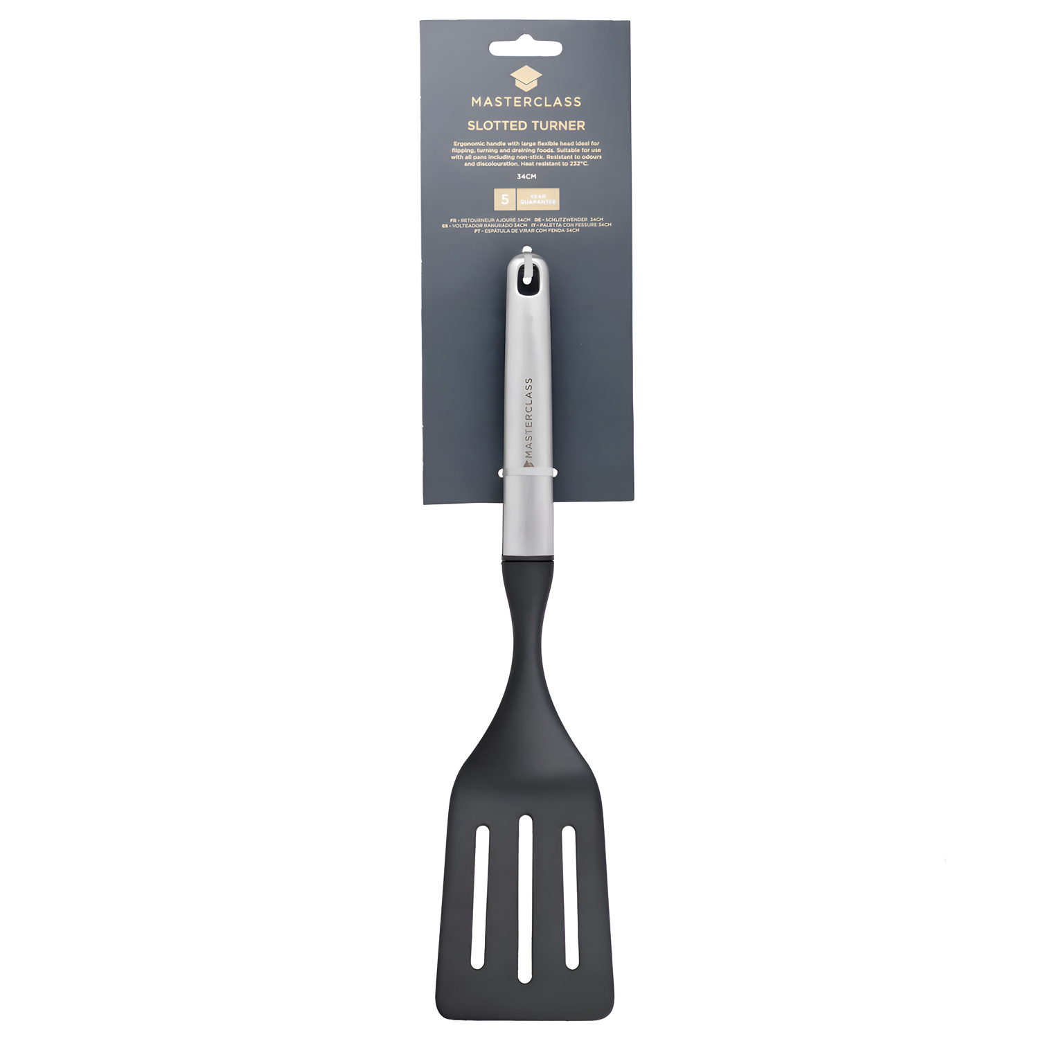 Лопатка с мягкой рукояткой из нерж/стали с прорезями Soft Grip MC, 34 см GREY  