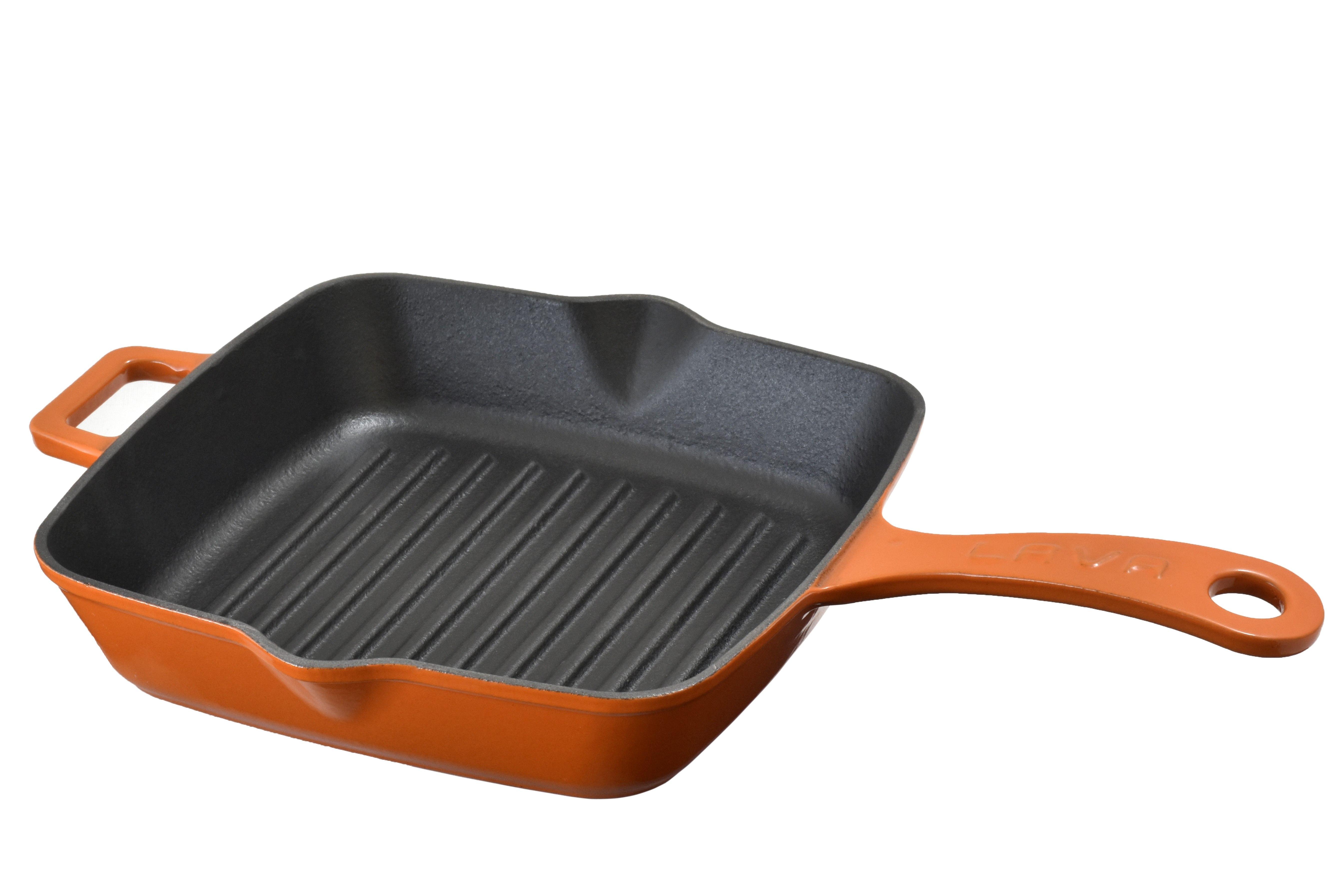 lava гриль-сковорода 20*20 оранжевый с металлической ручкой