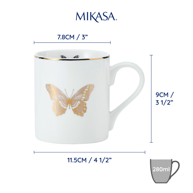 Кружка фарфоровая Butterfly Mikasa WHITE 280 мл Арт.: MKCANBFLY