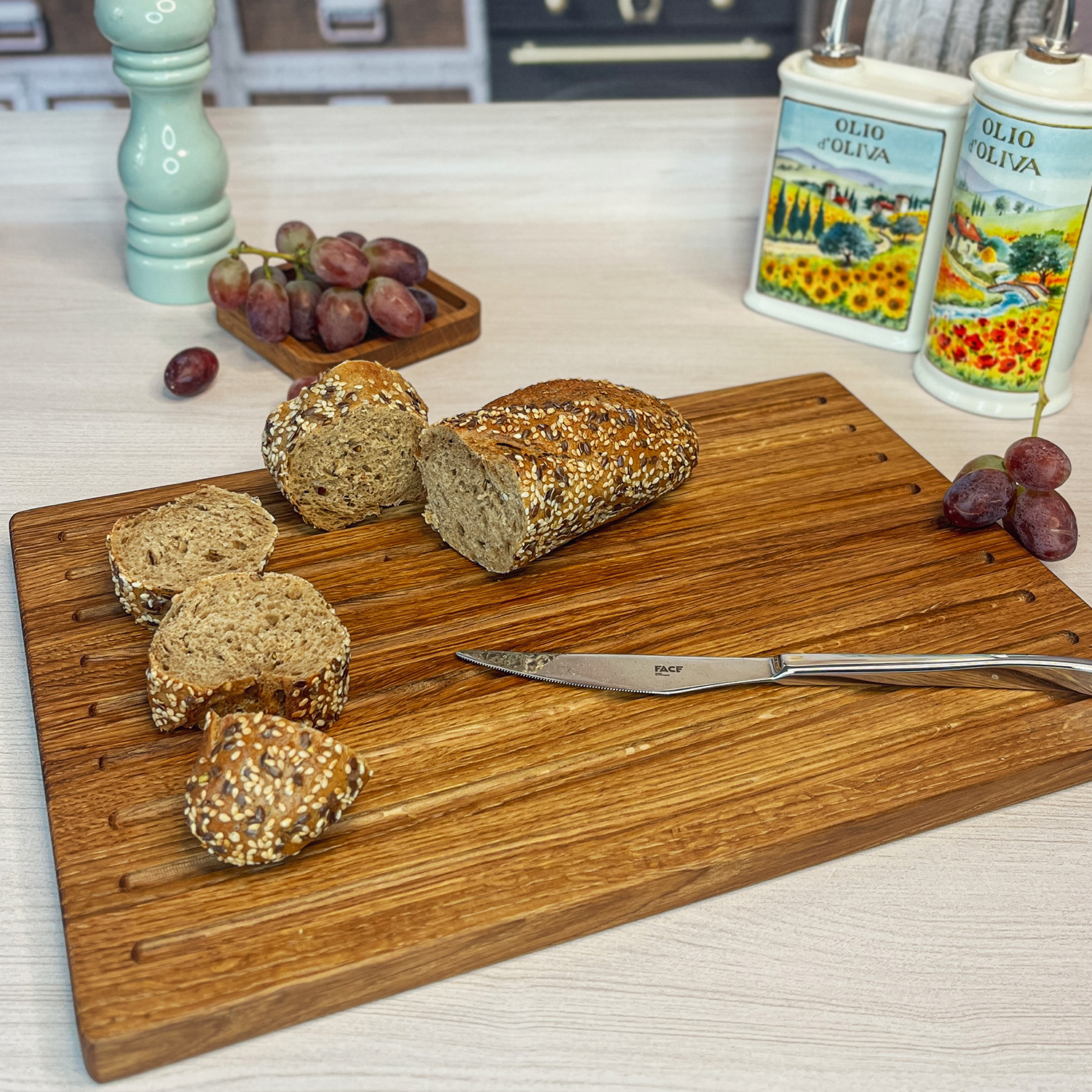 Доска для хлеба 37х25х2 см деревянная, дуб  