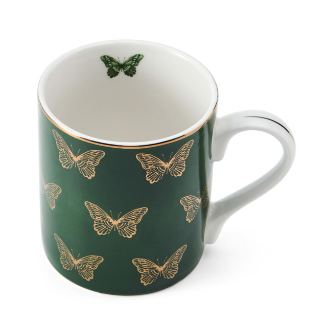 Кружка фарфоровая Butterflies Mikasa GREEN 280 мл Арт.: MKCANBFLIES