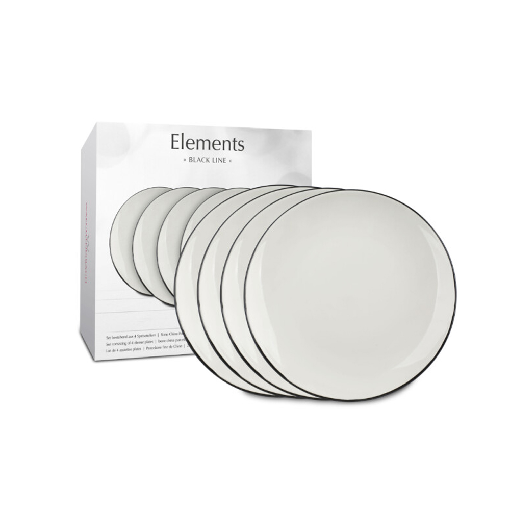 Waechtersbach Набор из 4 обеденных тарелок Black Line  