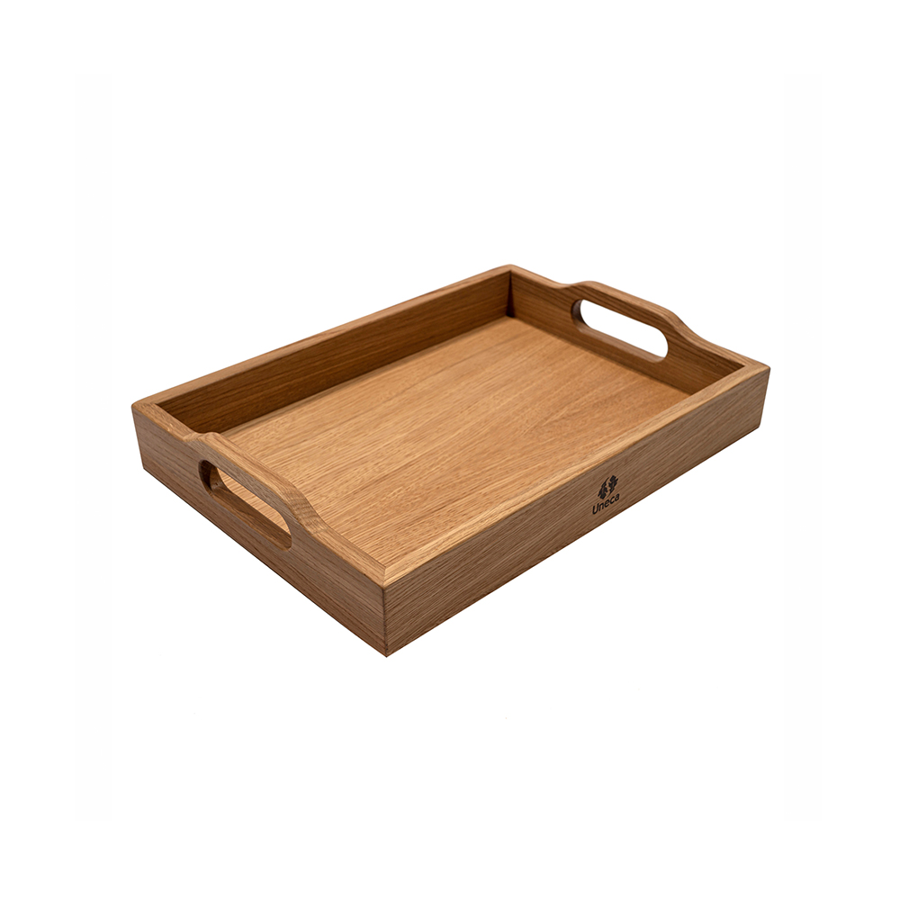 Поднос с ручками 42х30х6 см деревянный, дуб  