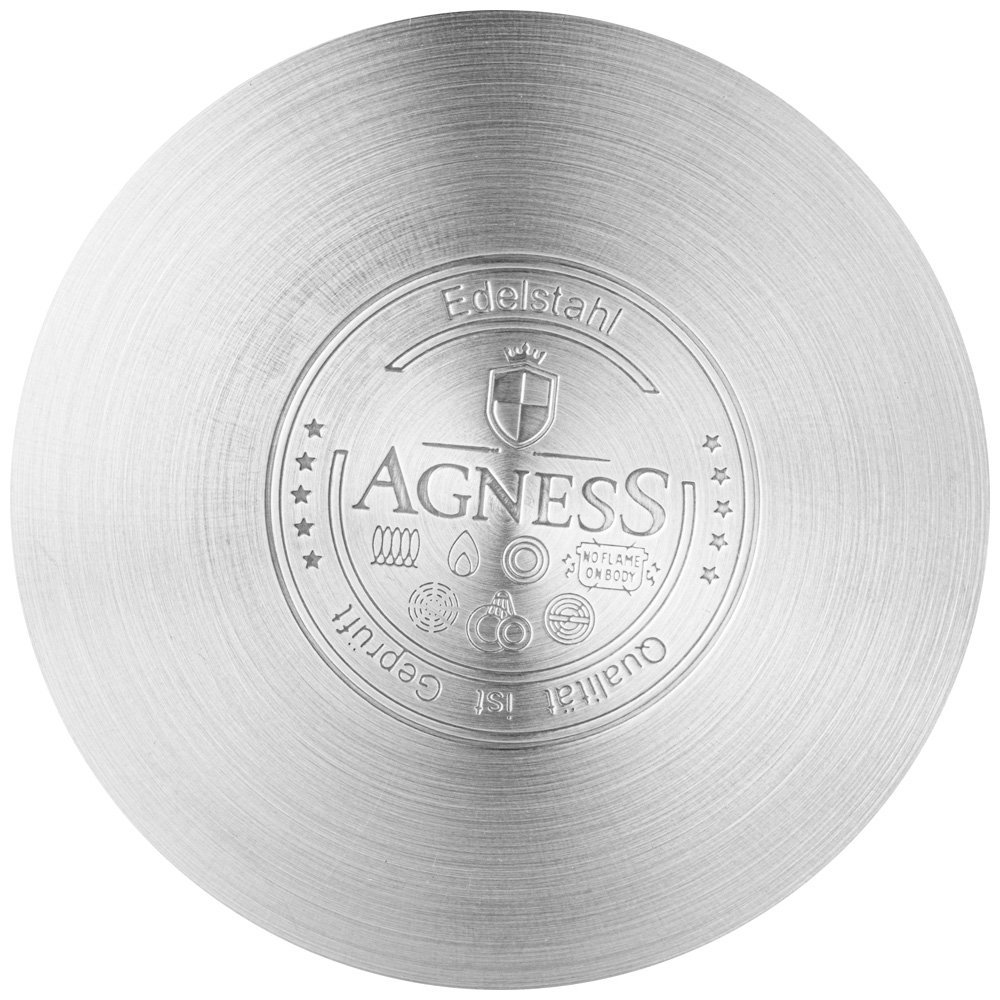Кастрюля agness со стеклянной крышкой  нержавеющая сталь  936-018