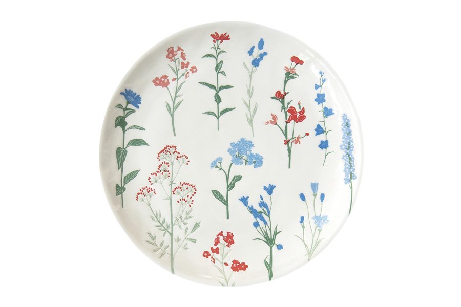 Тарелка закусочная Луговые цветы, голубые, 21 см