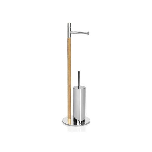  Andrea House Органайзер для туалетной бумаги с ёршиком Chrome and Wood Арт.: BA15136