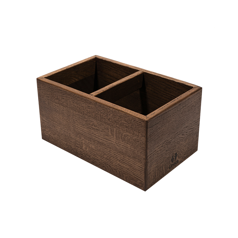 Органайзер для кухонных принадлежностей с 2-мя отделениями 27х17х14 см деревянный, дуб  