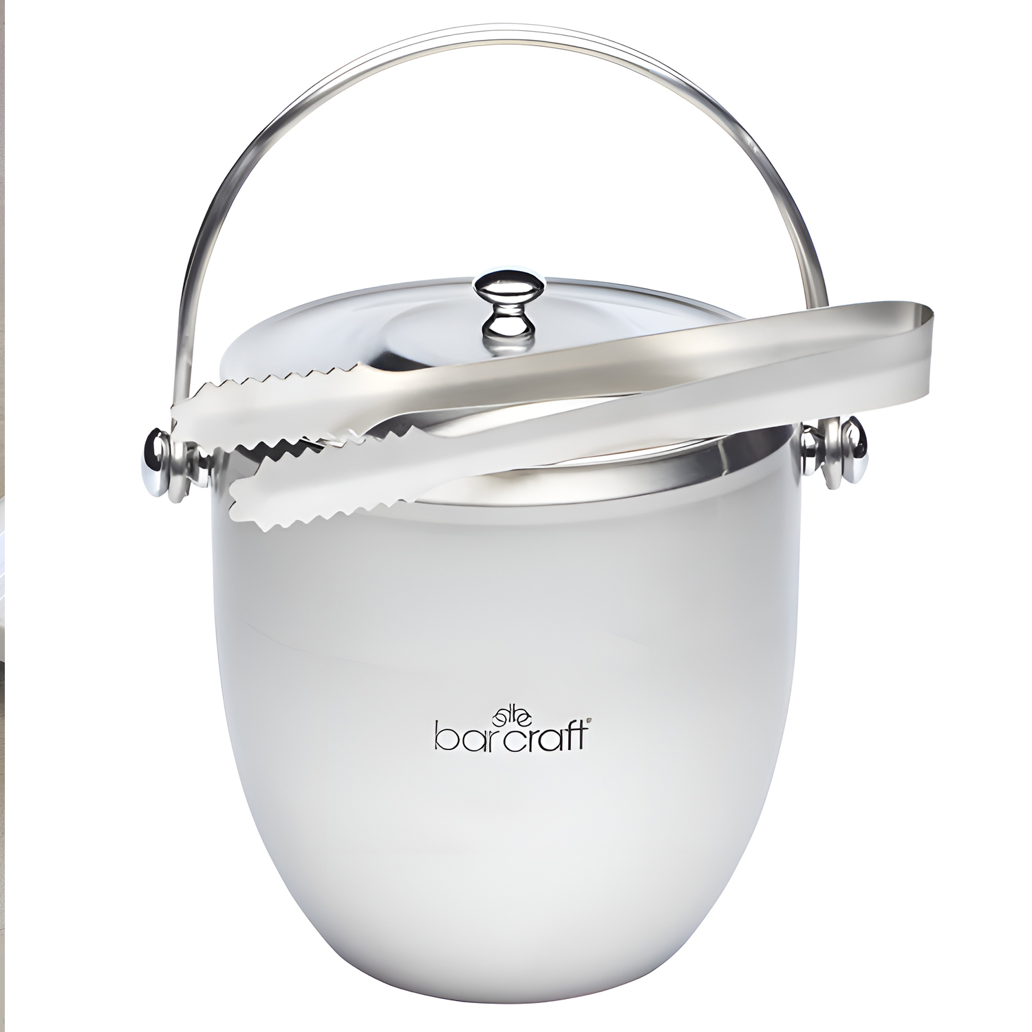 ведерко для льда с крышкой и щипцами barcraft из нерж/стали