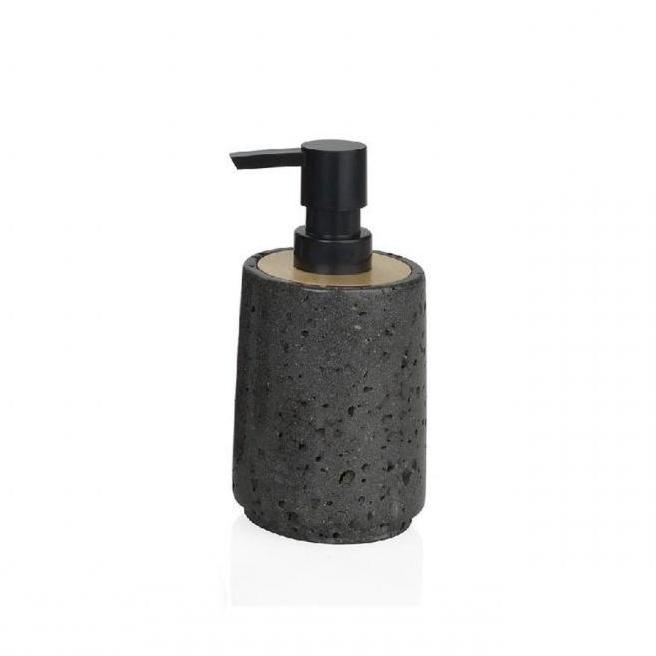 andrea house диспенсер для жидкого мыла черный камень и дерево 