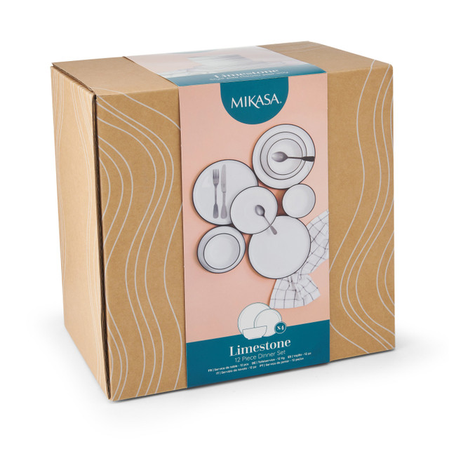 Сервиз обеденный фарфоровый Mikasa Limestone 12шт, белый Арт.: MKLIMESTN12PC