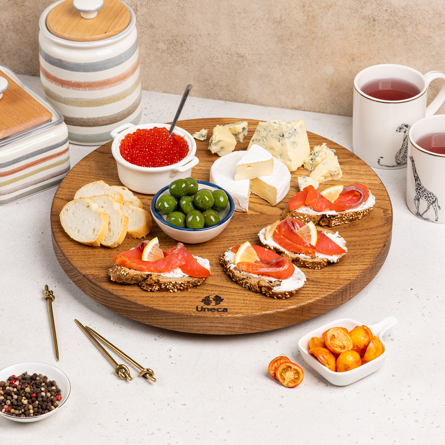 Вращающийся столик 35 см деревянный, дуб  