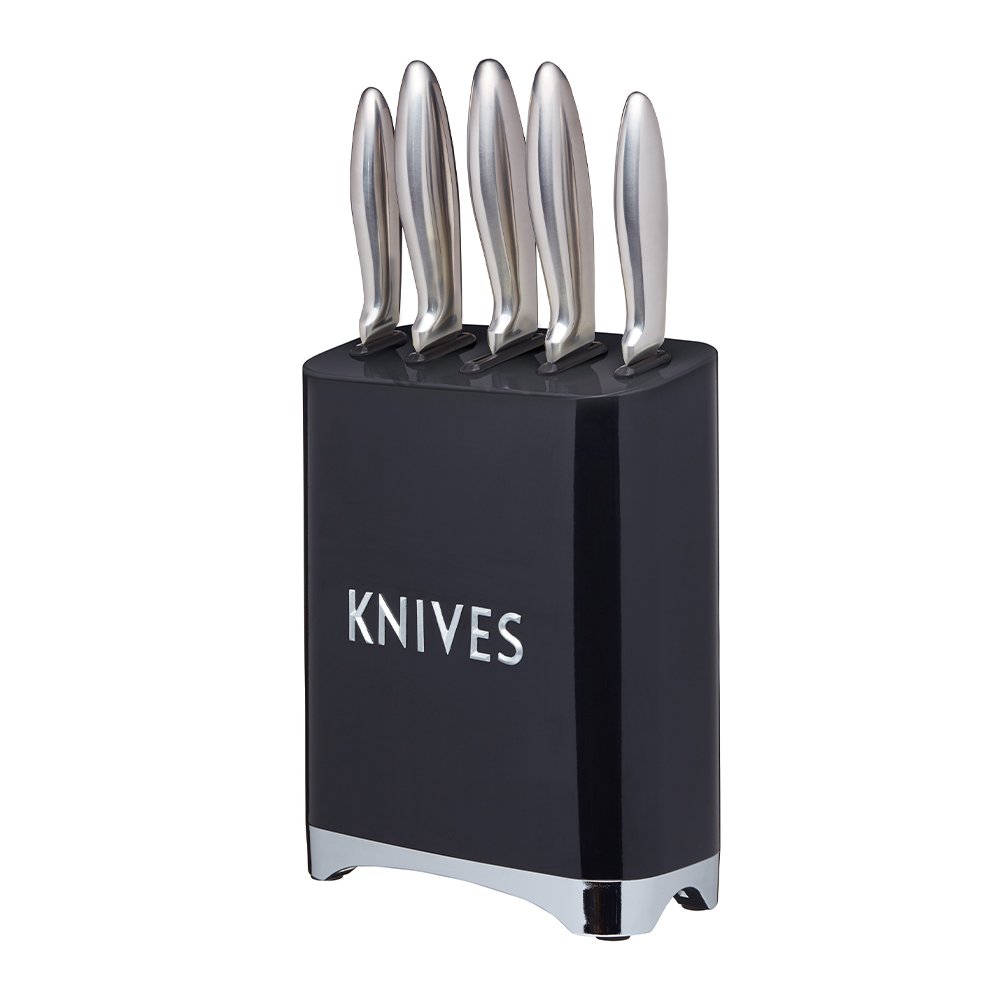  *Kitchen Craft Набор ножей с блоком для хранения Lovello Retro black Арт.: *LOVKNBBLK