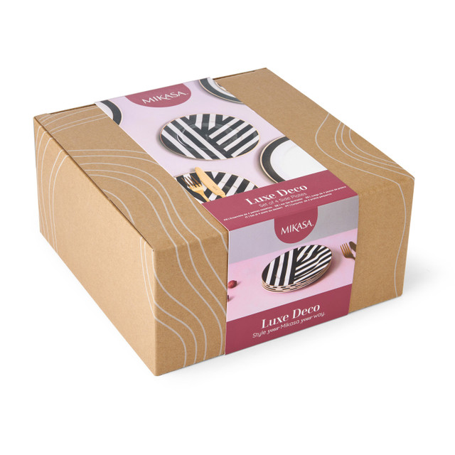 Набор фарфоровых тарелок Mikasa Luxe Deco с геометрическим принтом 21 см Арт.: MKLDSPLATEPK4