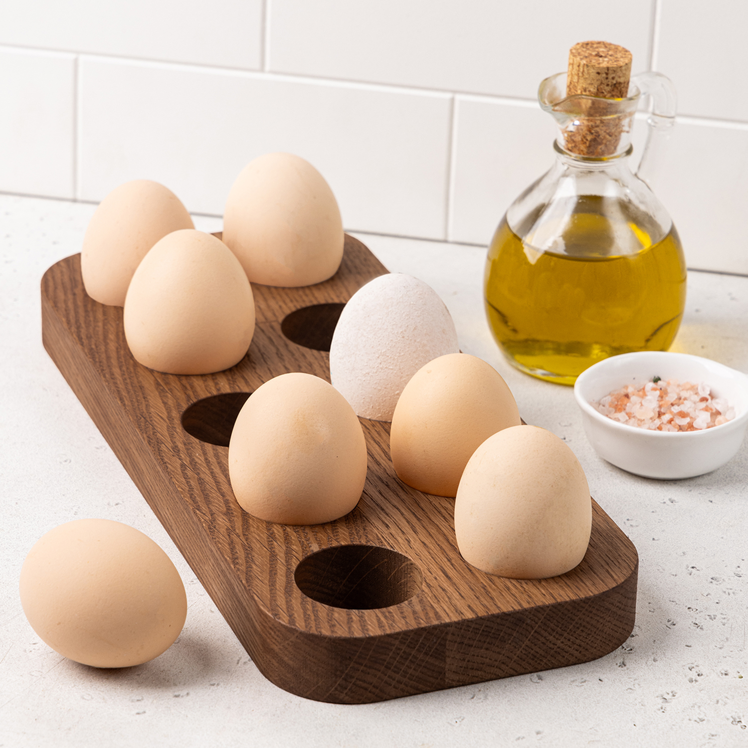 Подставка для 10 яиц деревянная, дуб  