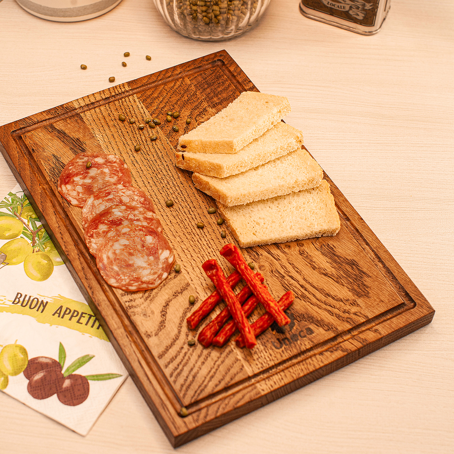 Доска разделочная прямоугольная 30х21х1,8 см деревянная, дуб  2000655268594