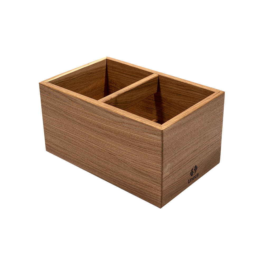 Органайзер для кухонных принадлежностей с 2-мя отделениями 27х17х14 см деревянный, дуб  