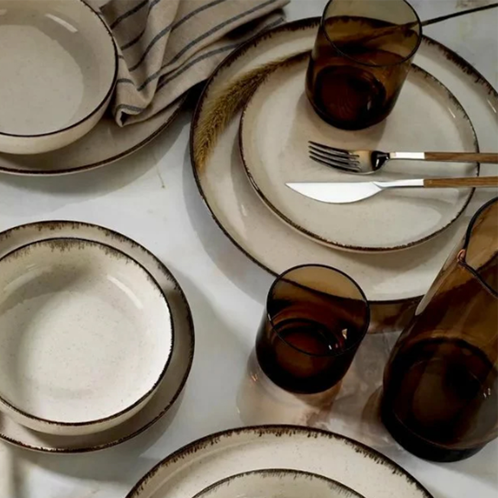 Комплект столовой посуды "Жемчужное настроение" 24 предметов корица  