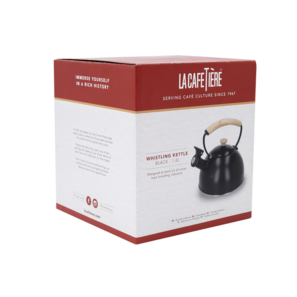  Чайник со свистком чёрный La Cafetière с деревянной ручкой, 1,6 л Арт.: LCWHKETBLK
