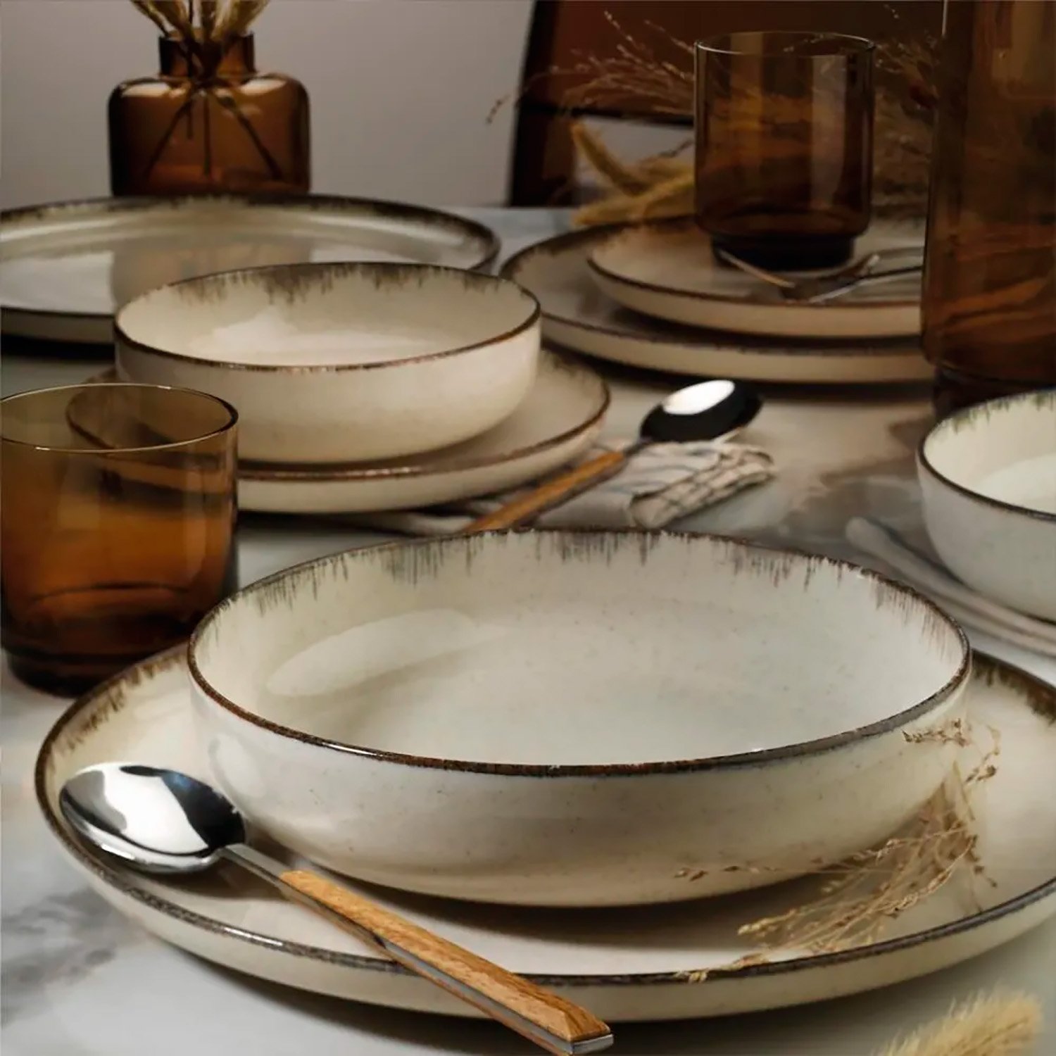 Тарелка глубокая маленькая "Жемчужное настроение" корица  