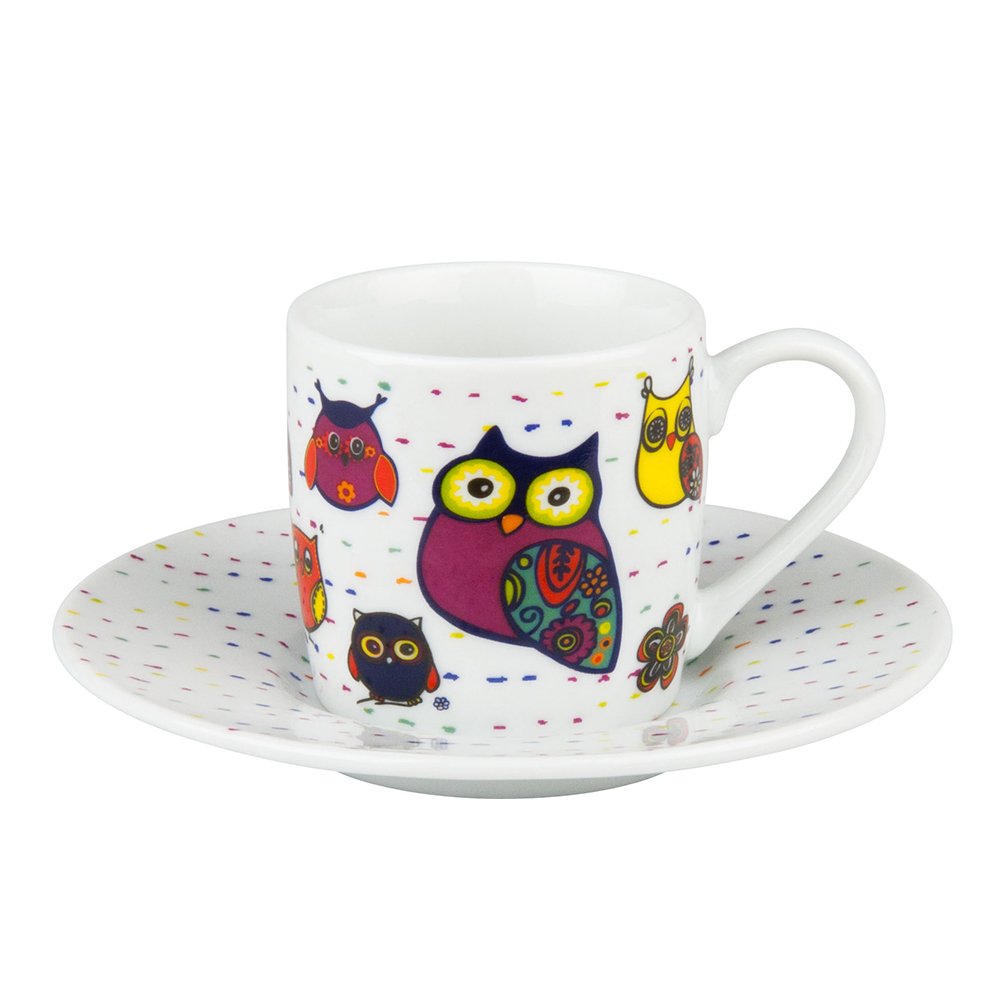Koenitz Кофейная пара эспрессо "Разноцветные животные - совы"  