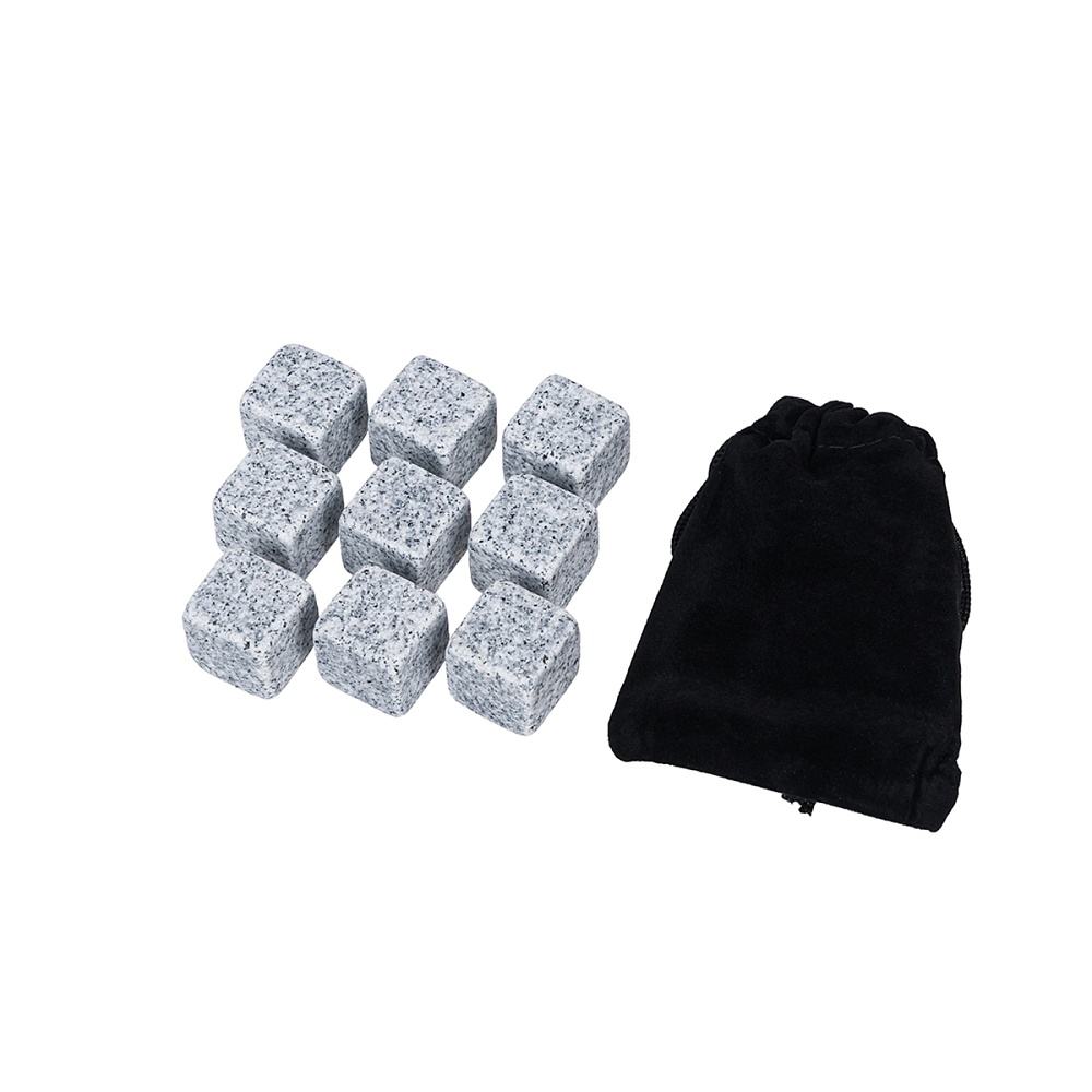  Набор каменных кубиков для охлаждения виски (кубики гранит 2 см (9 шт.), мешочек для хранения) Арт.: HJ-IC20