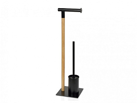 Andrea House Органайзер для туалетной бумаги с ёршиком Black and Wood Арт.: BA18260