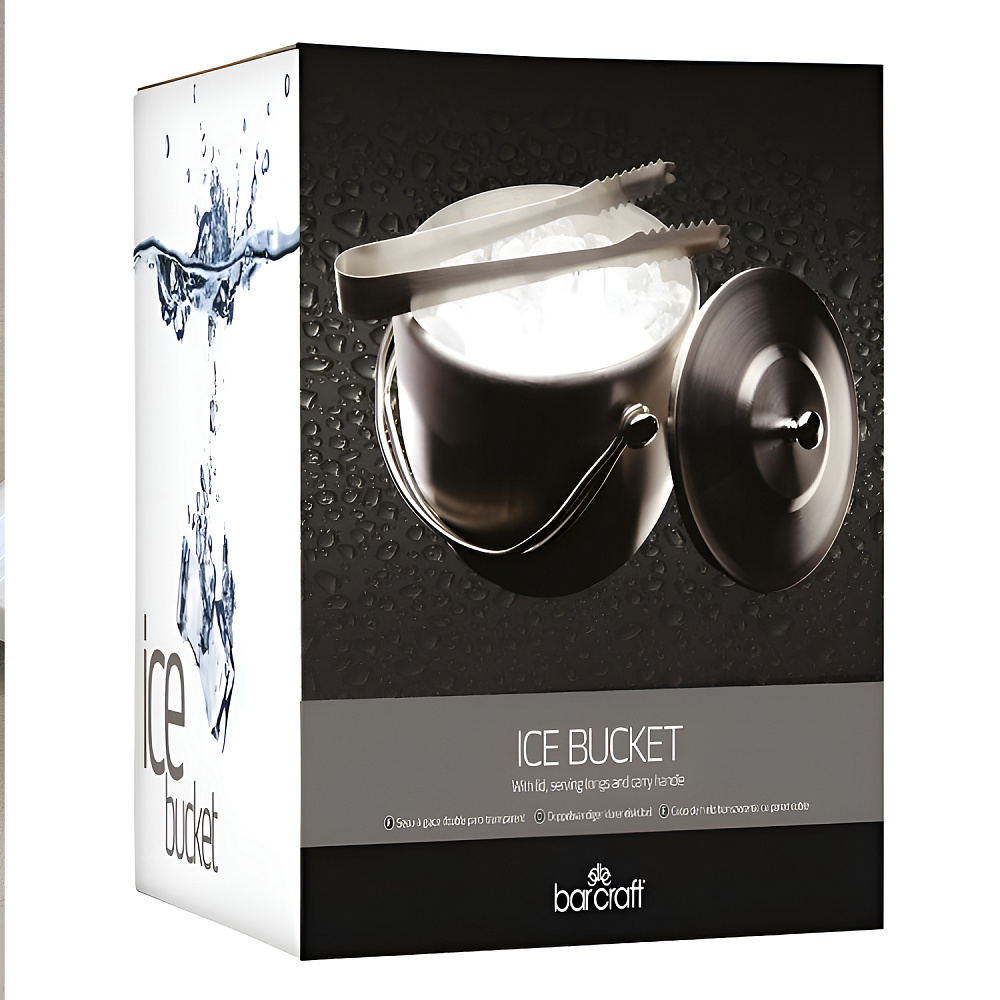 Ведерко для льда с крышкой и щипцами BarCraft из нерж/стали Арт.: KCBCICEBUC