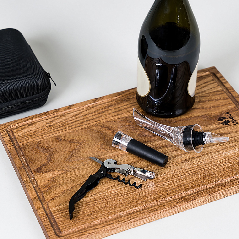 Подарочный набор из 3-х барных аксессуаров (аэратор для вина, штопор, винная пробка) Арт.: HJ-WGS06