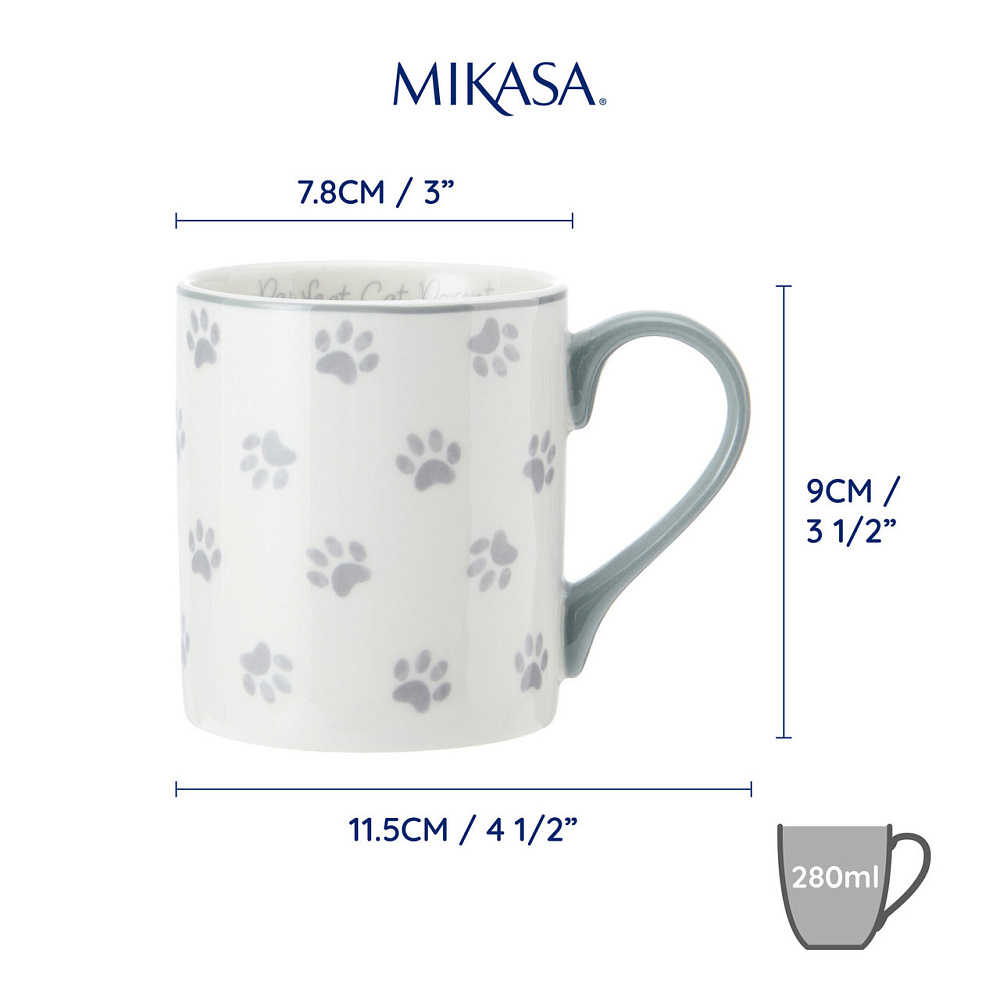 Кружка фарфоровая Pawfect Cat Parent Mikasa WHITE 280 мл Арт.: MKCANPAWS