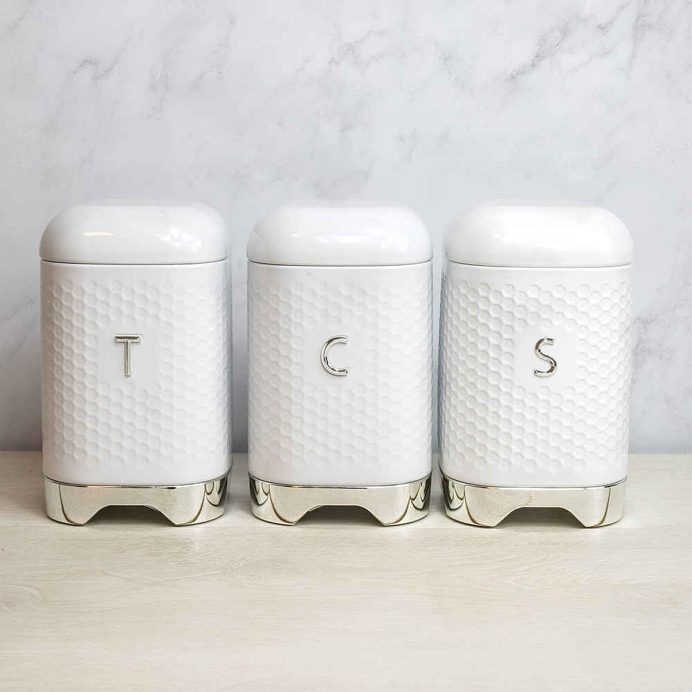 Kitchen Craft Набор емкостей для хранения 3 шт. Textured White Арт.: LOVTCSSETWHT