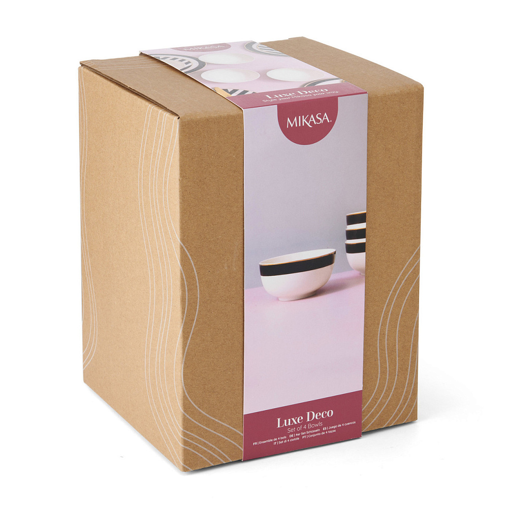 Набор из 4 пиал для хлопьев фарфоровые Luxe Deco 14 см Mikasa Арт.: MKLDBOWLPK4